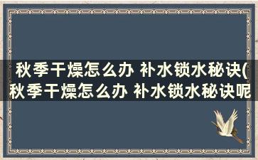 秋季干燥怎么办 补水锁水秘诀(秋季干燥怎么办 补水锁水秘诀呢)